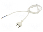Cable | 2x0.75mm2 | CEE 7/16 (C) plug,wires | PVC | 1.5m | white | 2.5A