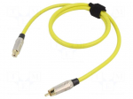 Cable | RCA socket,RCA plug | 1m | Plating: gold-plated | yellow