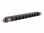 LANBERG POWER STRIP PDU RACK 19" (1U, 16A, 8X Shuko, 2m)