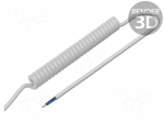 Wire: coiled | 2x0.35mm2 | unshielded | PUR | white | 300V | 0.3m | 1.2m