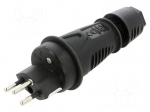 Connector: AC supply | male | plug | 2P+PE | 250VAC | 10A | black | PIN: 3
