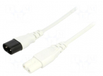 Cable | 2x0.75mm2 | IEC C7 female,IEC C8 male | PVC | 1.8m | white