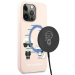 Back panel cover Karl Lagerfeld  Karl Lagerfeld Silicone Ikonik Karl&Choupette MagSafe Case for iPhone 13 Pro Max - Light Pink