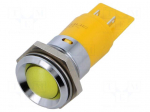 Indicator: LED | conical | yellow | 24VDC | 24VAC | &Oslash;22mm | IP67 | 350mcd