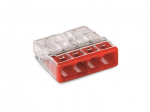 COMPACT SPLICING CONNECTOR - FOR SOLID CONDUCTORS - max. 2.5 mm&sup2; - 4-CONDUCTOR - TRANSPARENT HOUSING - RED COVER