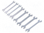 Wrench: flat-set | Chrom-vanadium steel | 8pcs | Kit: spanner set