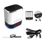Riff HJ-90 Compact Portable Music Speaker with FM Tuner MicroSD USB MP3 Silver