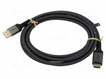 Cable | DisplayPort plug,HDMI plug | textile | 3m | black-grey