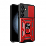 Other goods Hurtel Hybrid Armor Camshield with Camera Cover and Metal Ring for Samsung Galaxy S24 FE - Red