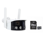 PNI IP590 video surveillance camera package, wireless, with IP, Dual lens, 2 x 2MP + PNI 128GB MicroSD memory card with SD adapter
