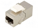 RJ 45 coupler | Keystone | RJ45 socket,both sides | silver | Cat 6a