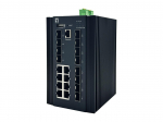 LevelOne 20-Port L2 Plus Managed Industrial Switch, 8 x 1GbE RJ45, 8 x 1GbE SFP, 4 x 1/2.5/10GbE SFP+, DIN-Rail, -40&deg;C to 80&deg;C