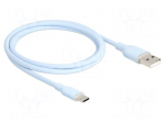Cable | USB 2.0 | USB A plug,USB C plug | gold-plated | 1m | blue | 3A