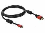 Cable | HDMI plug,mini HDMI plug | Len: 3m | black | 30AWG | Core: Cu