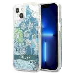 Guess GUHCP13SLFLSN Hardcase Flower Liquid Glitter for iPhone 13 mini 5,4" / green