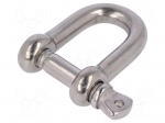 Dee shackle | acid resistant steel A4 | for rope | Size: 10mm