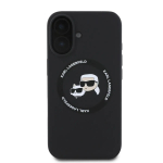 Karl Lagerfeld Liquid Silicone K&CH Heads maciņ&scaron; ar MagSafe atbalstu telefonam iPhone 16 melns