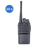 Bax with 20 pieces of professional portable radio station PNI PMR R15 0.5W, 16 programmable channels, 16 PMR and 50 CTCSS and 104 DCS tones, ASQ, TOT, monitor, programmable, 1200mAh battery