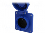 Connector: AC supply | female | socket | 2P+PE | 250VAC | 16A | blue