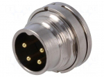 Connector: M16 | socket | male | soldering | PIN: 4 | 7A | 250V | straight
