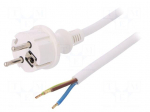 Cable | SCHUKO plug,CEE 7/7 (E/F) plug,wires | 3m | white | PVC | 16A