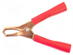 Crocodile clip | 75A | Grip capac: max.28mm | Overall len: 74mm | red