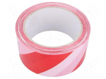 Tape: warning | white-red | L: 66m | W: 50mm | V: self-adhesive