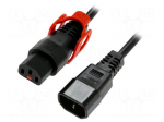 Cable | IEC C13 female,IEC C14 male | 2m | with IEC LOCK+ locking