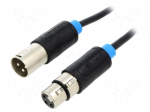 Cable | XLR male 3pin,XLR female 3pin | 10m | black | &Oslash;cable: 6mm | PVC
