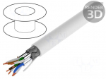 Wire | S/FTP | Cat 7 | Cu | stranded | LSZH | white | 100m | &Oslash;cable: 6mm
