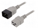 Cable | 3x1.5mm2 | IEC C19 female,IEC C20 male | PVC | 1.8m | grey | 16A