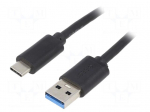 Cable | USB 3.1 | USB A plug,USB C plug | nickel plated | 1.8m | black