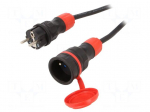 Extension lead | 3x1.5mm2 | 10m | rubber | black | Sockets no: 1 | 16A