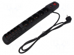 Plug socket strip: protective | Sockets: 10 | 230VAC | 10A | black