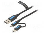 Cable | USB 2.0 | USB A plug,USB B micro plug,USB C plug | 0.5m