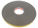 Tape: fixing | W: 19mm | L: 50m | Thk: 1mm | double-sided | acrylic | black