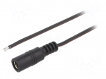 Cable | 2x0.35mm2 | wires,DC 5,5/2,1 socket | straight | black | 1.5m