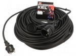Extension lead | 3x2.5mm2 | 50m | rubber | black | Sockets no: 1 | 16A
