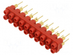Socket strip | 2mm banana | red | 60VDC | 10A | 30VAC | Sockets: 20 | 6mm