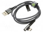 Cable | USB 2.0 | USB A plug,USB C angled plug | 1m | 480Mbps