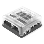 Auto- ja mootorrattatooted, elektroonika, navigatsioon, CB raadio // Auto elektroonikakomponendid : Installatsioonikaablid : Kaitsealused : &Uuml;hendused // Skrzynka bezpiecznikowa z szyną ujemną led 6 gniazd amio-03038