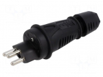 Connector: AC supply | male | plug | 2P+PE | 250VAC | 16A | black | PIN: 3
