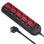 Elektrimaterjalid // Elektri laiendid, Pikendusjuhtmete, hajutuste ja UK ja USA adapterite komplekt // Listwa zasilająca Maclean, przedłużacz 5 gniazd, z włącznikami, 250VAC/10A, 1.5m, MCE204