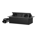 Uued tooted // Gniazdo meblowe wpuszczane w blat z płaskim frezowanym rantem, ładowarką USB i przewodem 1,5m, 2x2P+Z (Schuko), 2xUSB (typ A+C; 3,6A), grafitowe