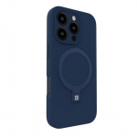 Back panel cover Evelatus Apple iPhone 16 Pro Premium Magsafe with Stand Soft Touch Silicone Case Dark Blue