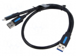 Cable | USB 3.0 | USB A plug x2,USB B micro plug | nickel plated