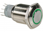 ROUND METAL PUSH BUTTON SPDT 1NO 1NC - GREEN RING
