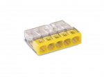 COMPACT SPLICING CONNECTOR - FOR SOLID CONDUCTORS - max. 2.5 mm&sup2; - 5-CONDUCTOR - TRANSPARENT HOUSING - YELLOW COVER