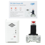 Kit PNI Safe House 400 gas sensor and solenoid valve 3/4 inch, sound and light alarm, 85dB, detects natural gas, methane gas (CH4)