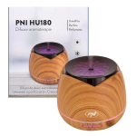 PNI HU180 aromatherapy diffuser for essential oils, ultrasound, 400 ml, timer, 7 colors LED, automatic closing, Wood Grain